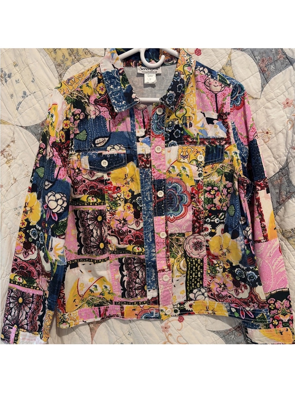 Serengeti Vintage 90s Patchwork Floral Jacket Art To Wear Cottagecore Medium